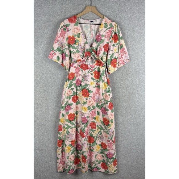 Old Navy Dress Womens XL Pink Floral Garden Tropical Vacation Party Colorful - Picture 1 of 10